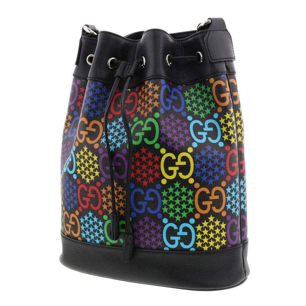 Gucci Drawstring Black Bag Shoulder Psychedelic GG Messenger